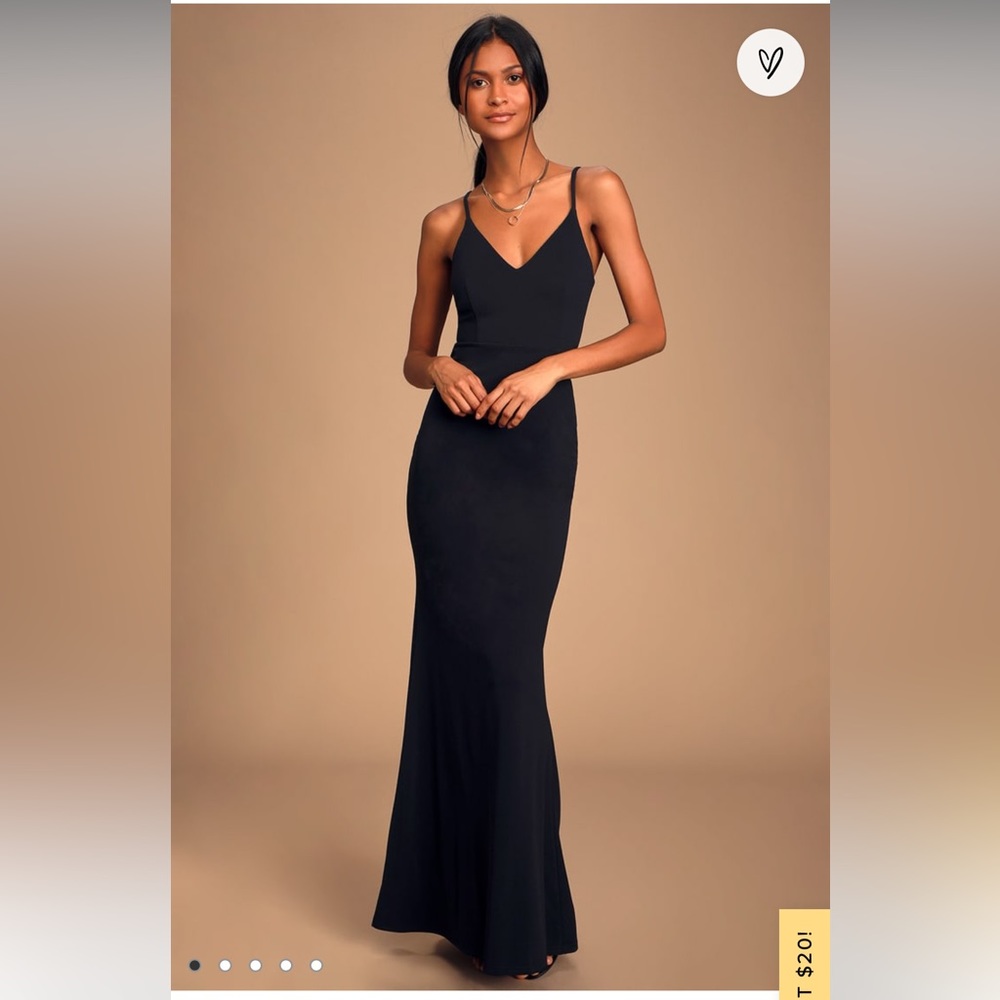 Lulus- Moments Of Bliss Black Backless Mermaid Maxi Dress